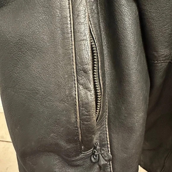 Vintage Affliction Black Leather Jacket with Embroidered Eagle - Picture 7 of 9